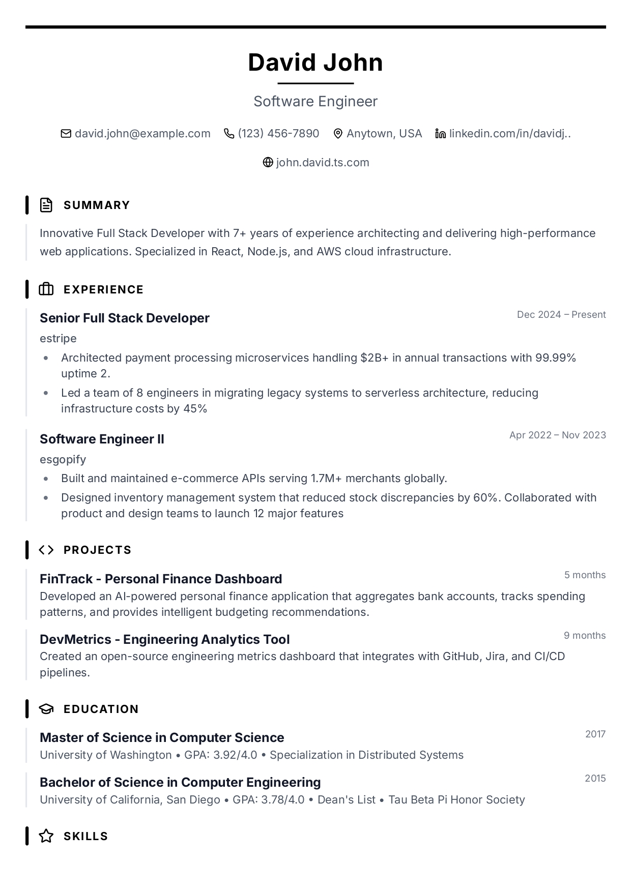Executive Classic resume template