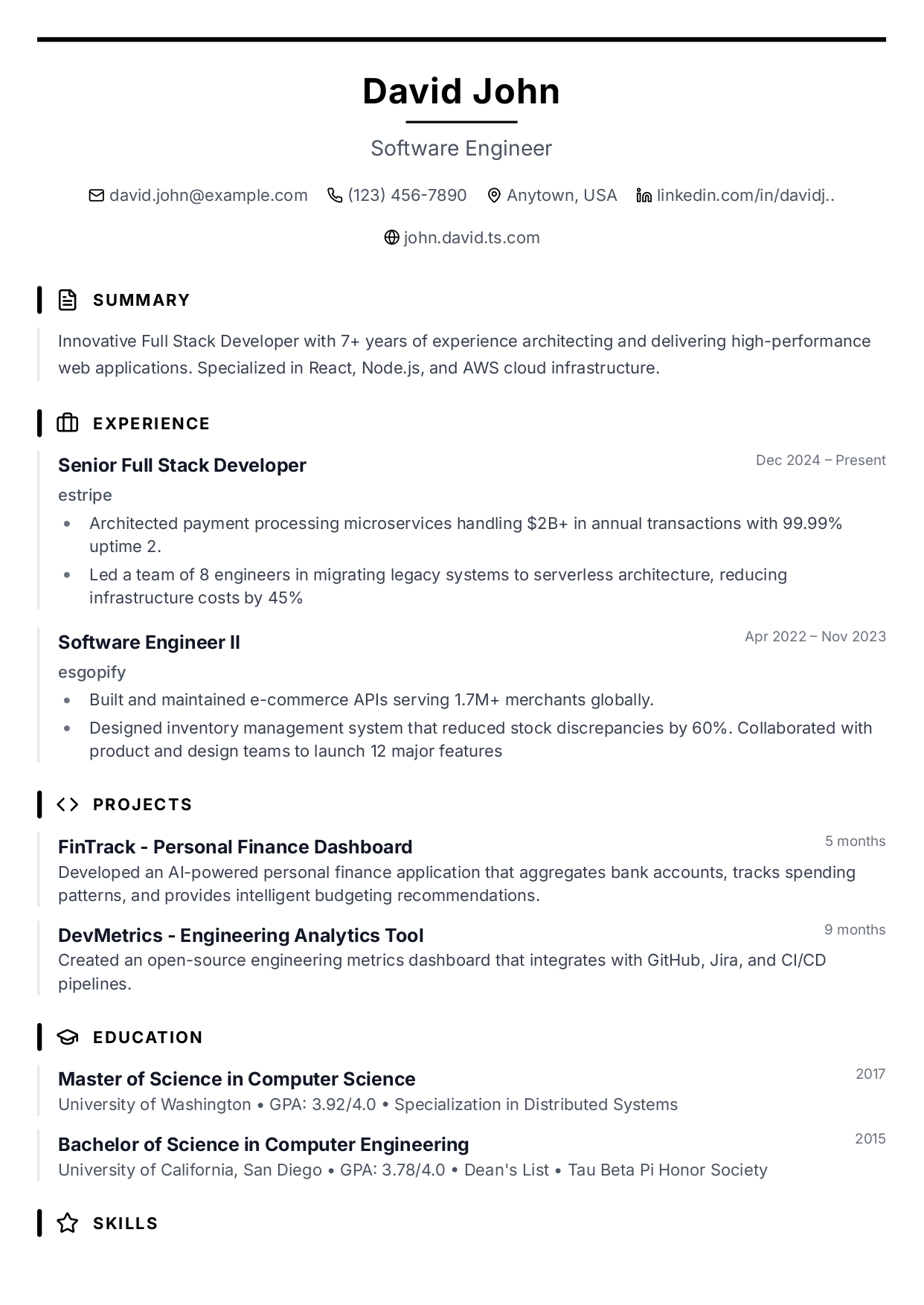Executive Classic resume template