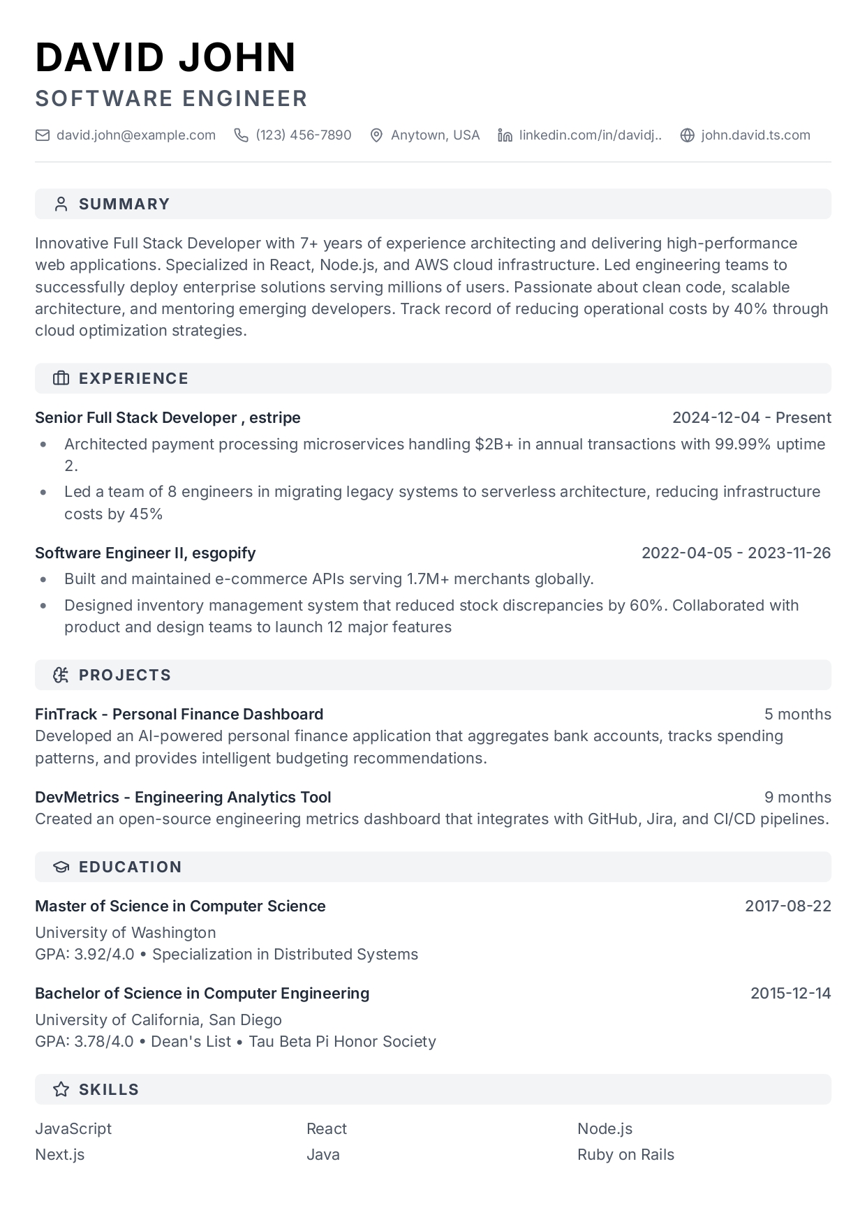 Modern Professional resume template