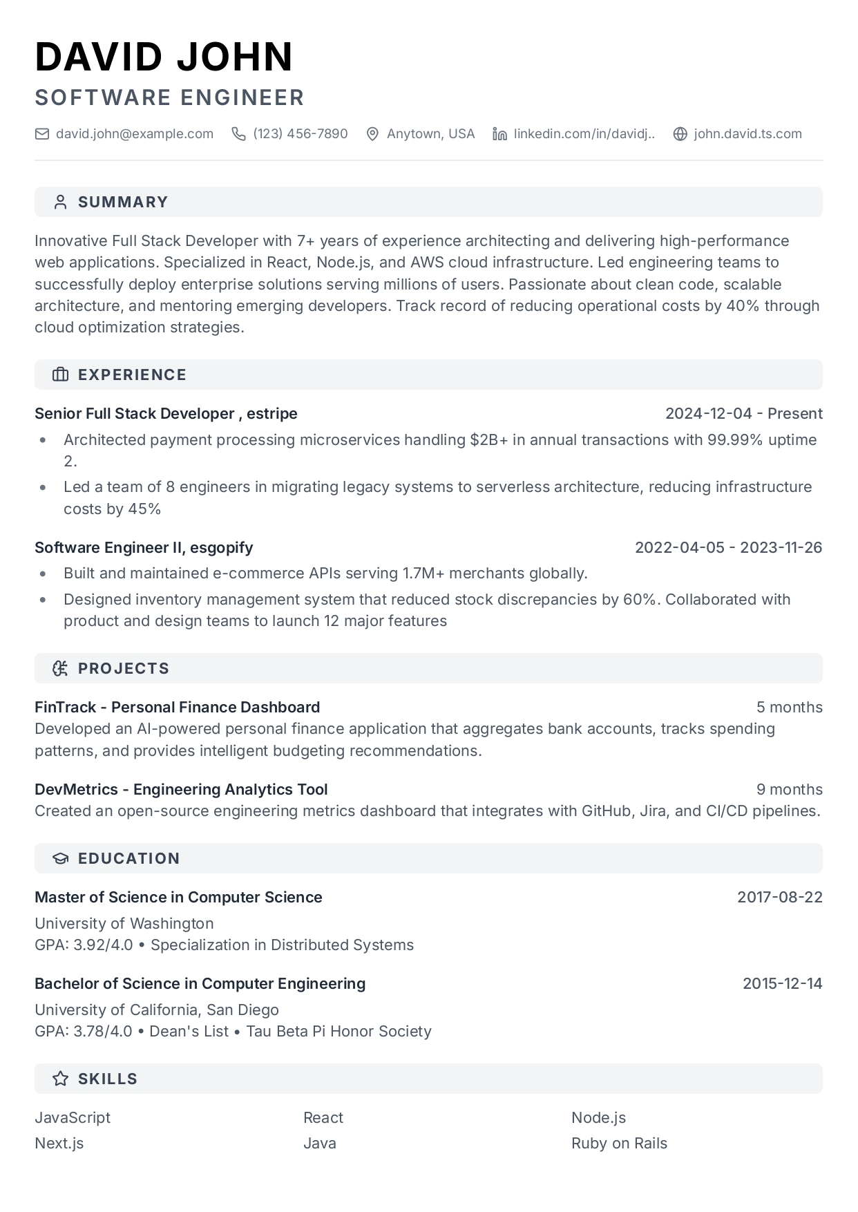 Modern Professional resume template