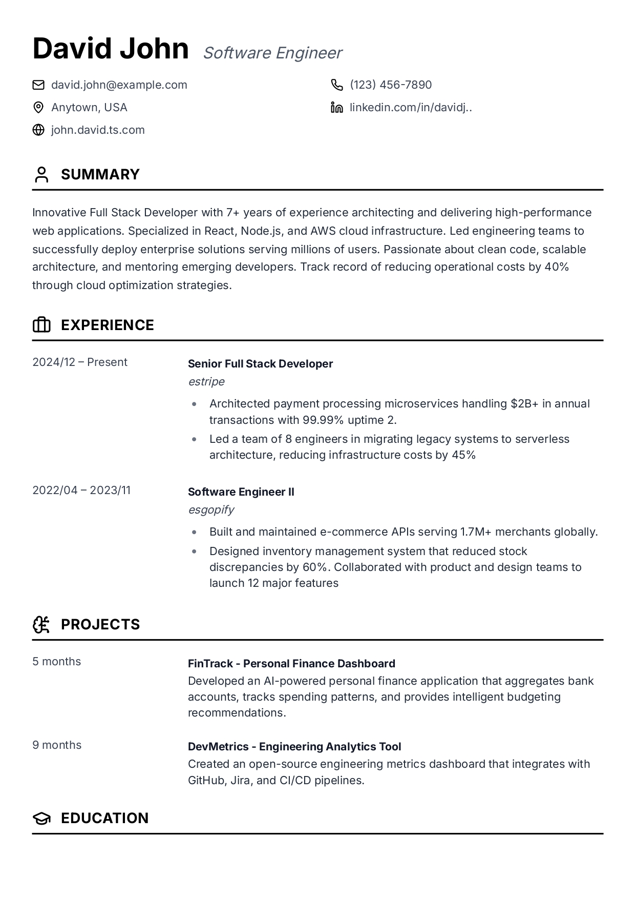 Professional Elegant resume template