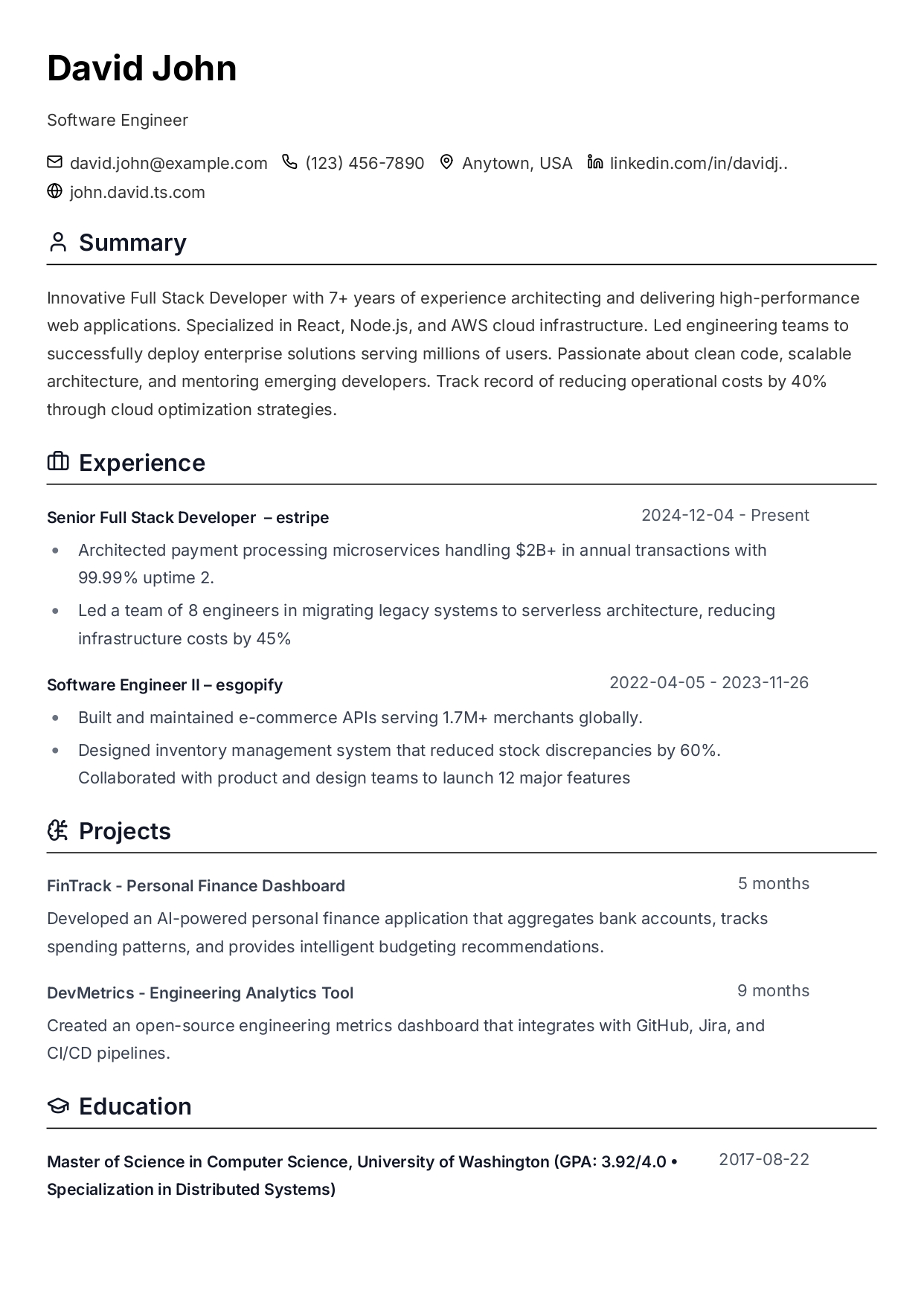 Simple 1 resume template