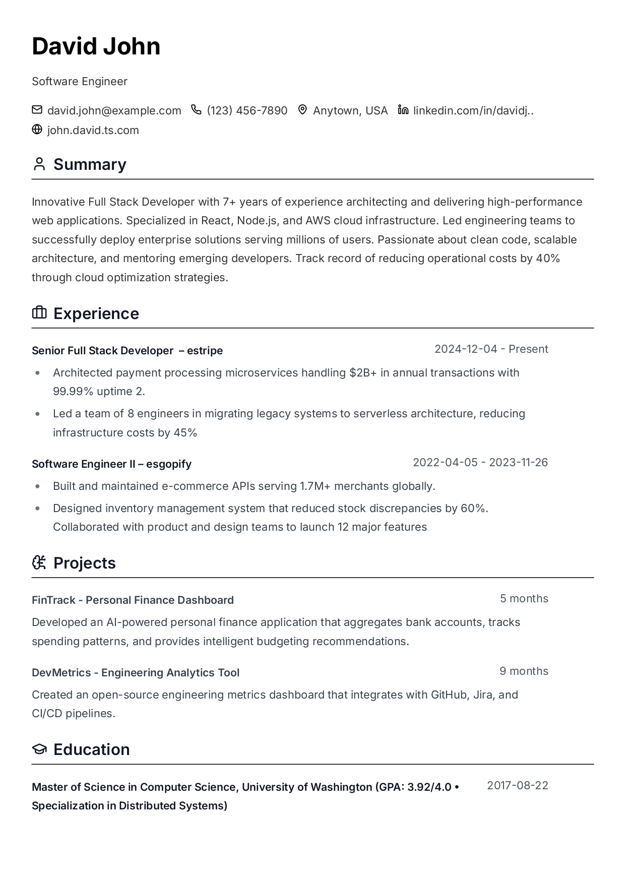 Simple 1 resume template