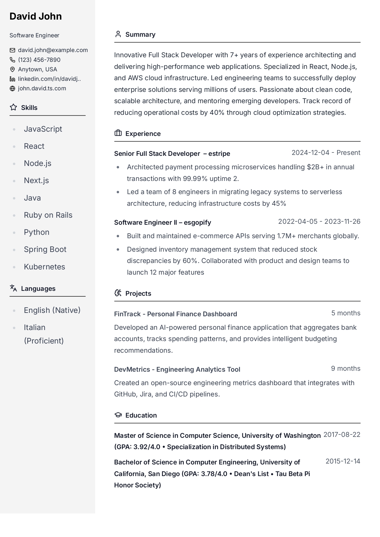 Simple 3 resume template