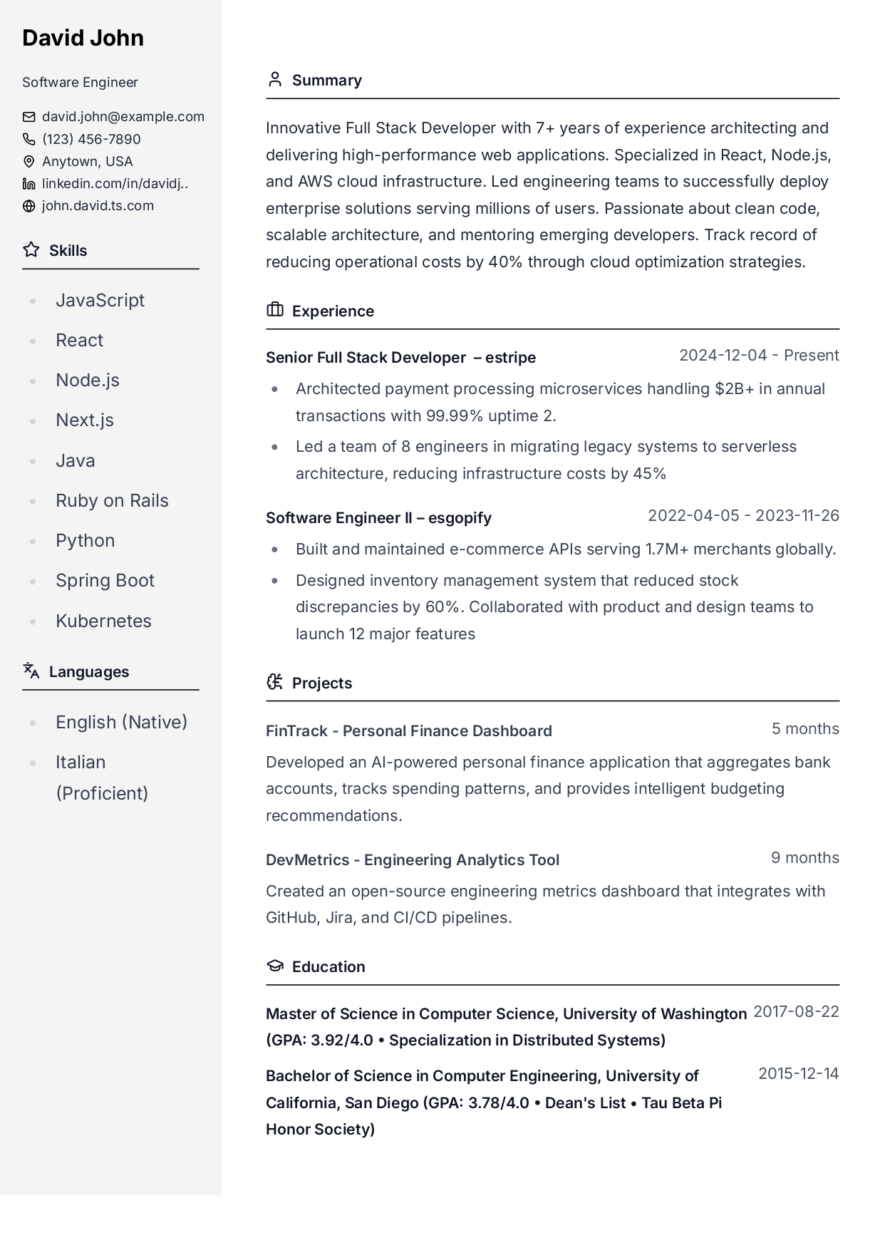 Simple 3 resume template