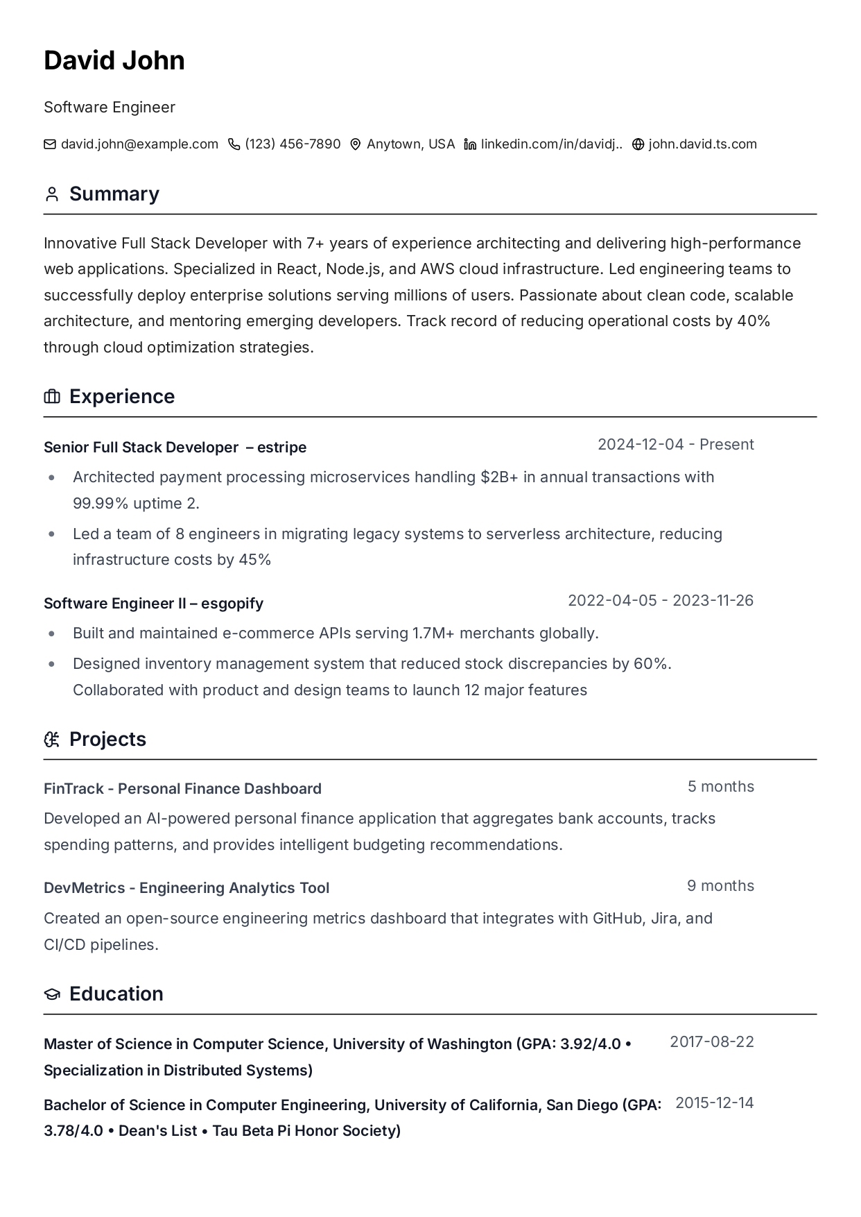 Simple 4 resume template